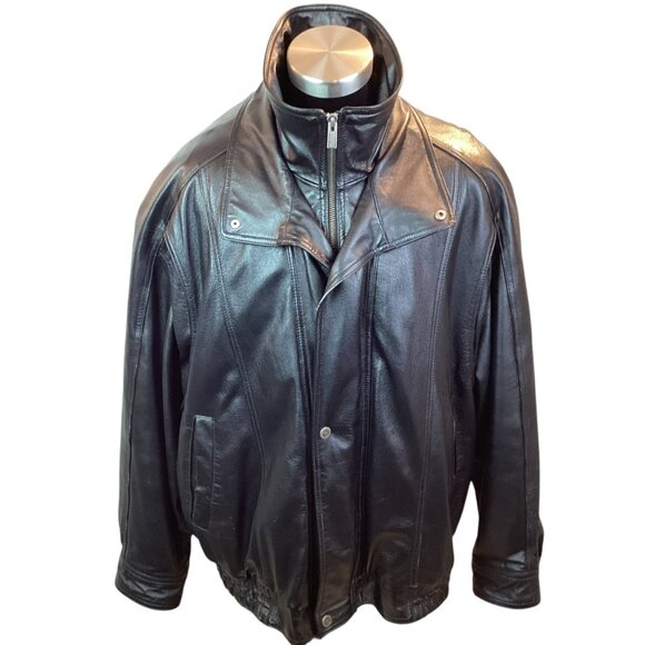 Wilsons Leather Black Leather Mens 2X Moto Jacket With Zip Out Thinsulate Insula - Picture 6 of 16